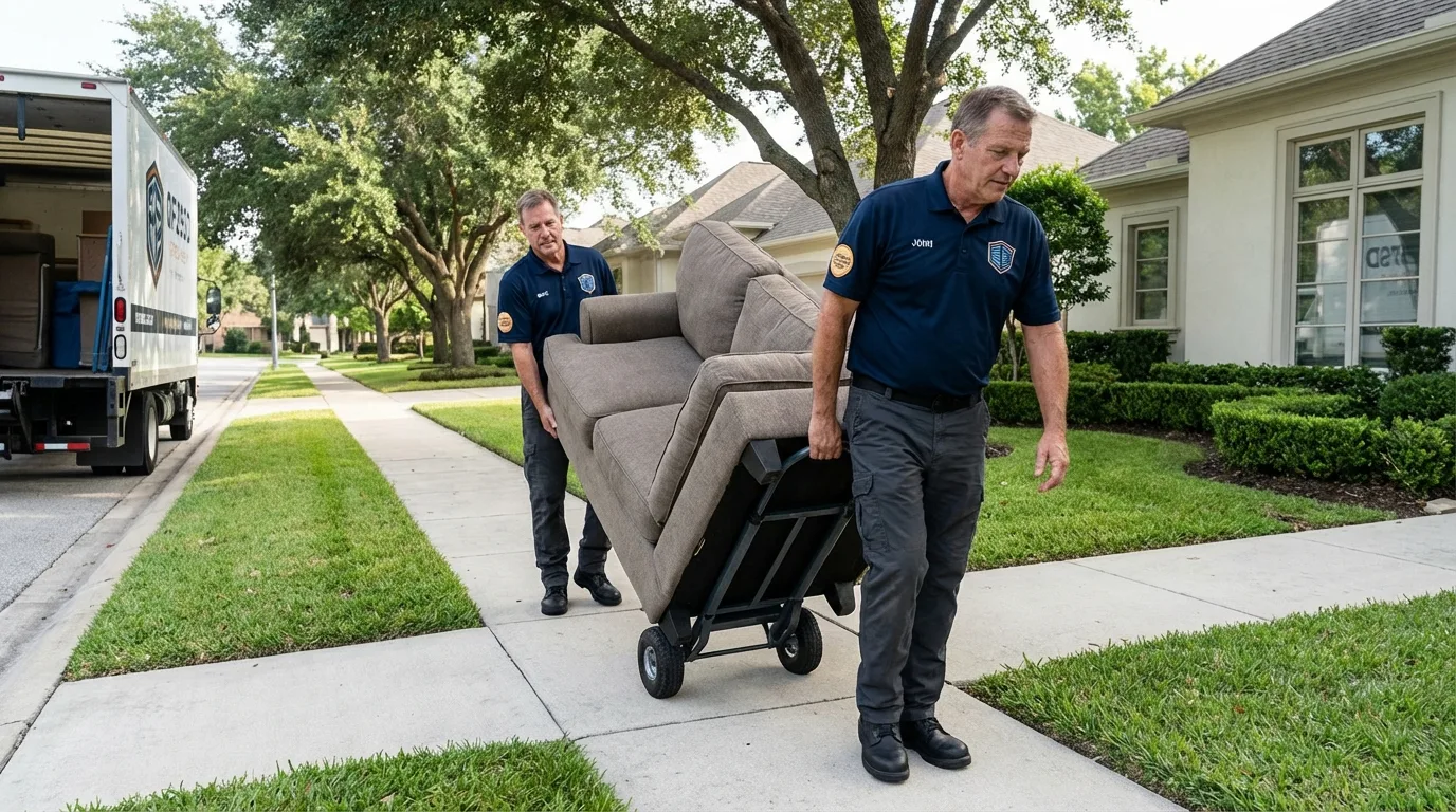 Local residential moving crew loading furniture in Lewiston, MI